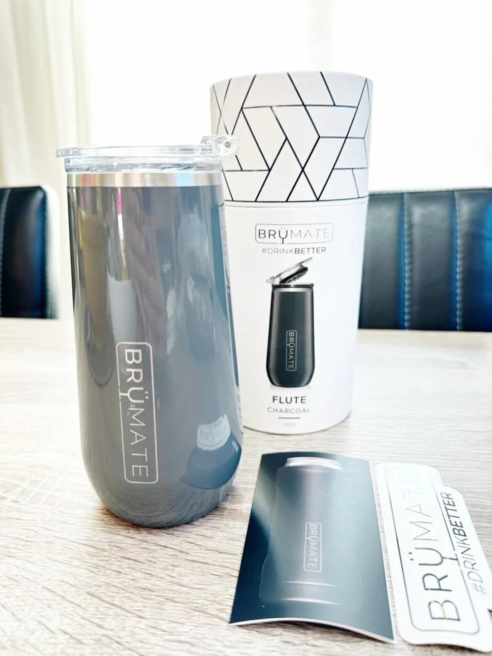 BrüMate Insulated Champagne Flute 12oz with Flip-Top Lid